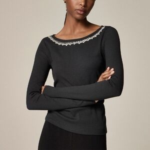 J. Crew NWT Vintage rib boatneck T-shirt with embellishments Size Medium